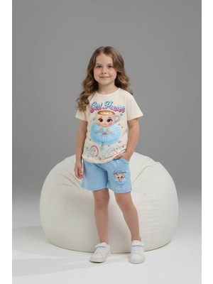 Yağmur Giyim Pjkskt Ballerina Cappucino Desenli Şortlu Kız Çocuk Kısa Kol Takım 6593