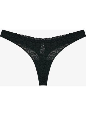 Penti Siyah Easy Lace Dantel V Model Tanga Külot