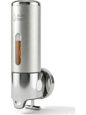 Aura Bath Duvara Monte Sıvı Sabunluk Dispenser 500 ml Şampuan Duş Jeli Sabunluk Gri Tekli