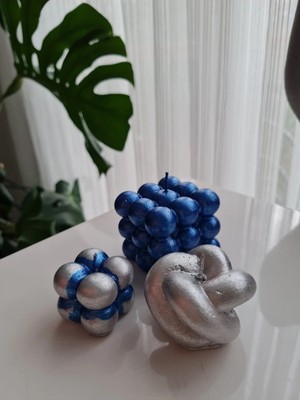 Verda Desing Kokulu Karışık Renkli Bal Kabağı ve Bubble El Yapımı Dekoratif Tasarım Mum (3 Lü)