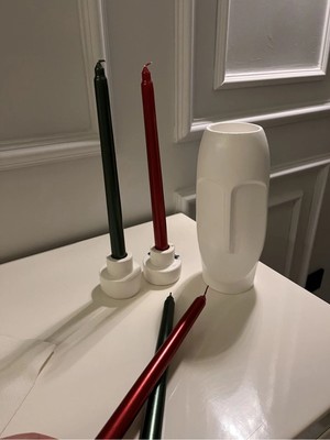 Verda Desing Hediyelik Yılbaşı Dekoratif Metalik Kırmızı Yeşil Şamdan Mumu 4 Lü Set