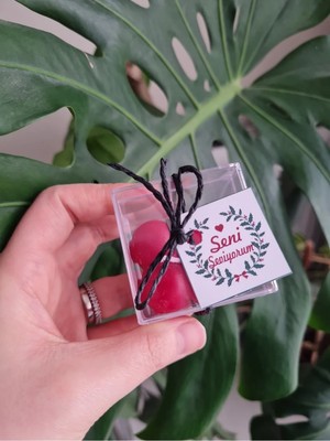 Verda Desing Sevgililer Günü Hediyesi Notlu Kutulu Kırmızı Küçük Bubble El Yapımı Dekoratif Tasarım Mum (5 Li)