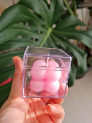 Verda Desing Kutulu Pembe Küçük Bubble El Yapımı Dekoratif Tasarım Mum