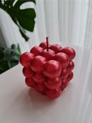 Verda Desing Kokulu Kırmızı Simli Bubble El Yapımı Dekoratif Tasarım Mum