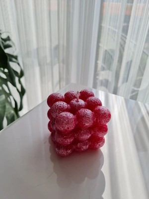 Verda Desing Kokulu Pembe Beyaz Simli Bubbleı El Yapımı Dekoratif Tasarım Mum