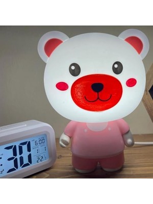 Daisy Store Gece Lambası Çocuklar Için Renkli Eğlenceli Karakter Aydınlatma Çocuk Odası Yatak Odası Kitap Okuma Işığı Dekoratif Lambatavşan Ayıcık (No1)