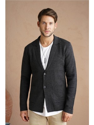 Tarz Cool Erkek Şal Yaka Çelik Örgü Ceket Hırka