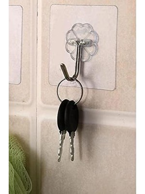 Daisy Store Kendinden Yapışkanlı Şeffaf Askı 5'li Set - Metal Kancalı Askılık 1420