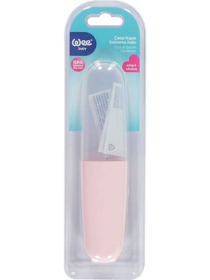 Wee Baby 887 Ergonomik Tasarıma Sahip Pembe Çatal Kaşık Saklama Kabı Kolay Temizlenebilir