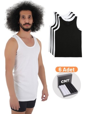 Cnt Erkek Pamuklu Basic Atlet Kolsuz 6'lı Premium Paket Rahat Kesim ve Nefes Alabilir Özellik