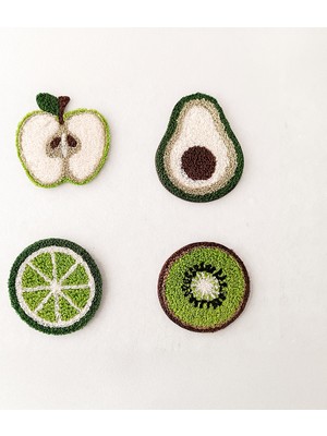 Aryada Yeşil Meyve Tasaramlı Bardak Altlığı