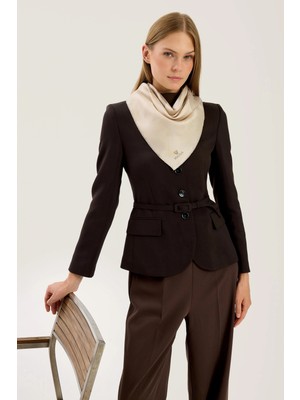 Maisa Lal Tivil Ipek Eşarp 90*90 cm - Bej