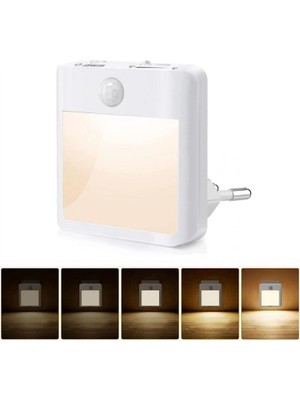 Daisy Store Akıllı Hareket Sensörlü LED Gece Lambası 2700K Fişe Takılan Hareket Sensörlü Güç Ayarlı LED Işık L001