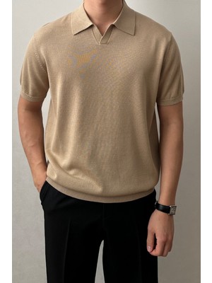 Tarz Cool Erkek Patlı Kısa Kollu Polo Yaka Triko T-Shirt