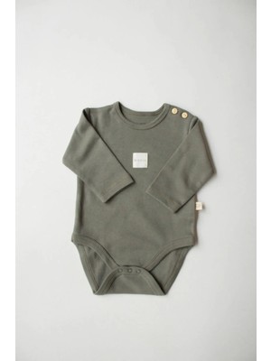Oh la la Koala For Little Ones Haki Basic Etiketli Uzun Kollu Çıtçıtlı Bebek Body