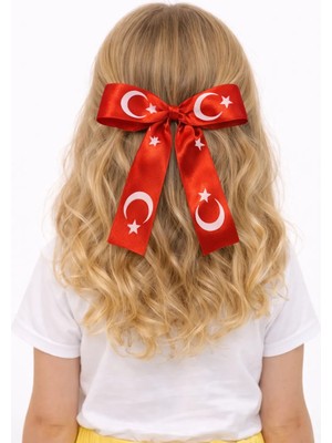 Türk Bayrak Desenli Kırmızı Saç Tokası | 23 Nisan – 19 Mayıs – 29 Ekim Özel Gün Fiyonk