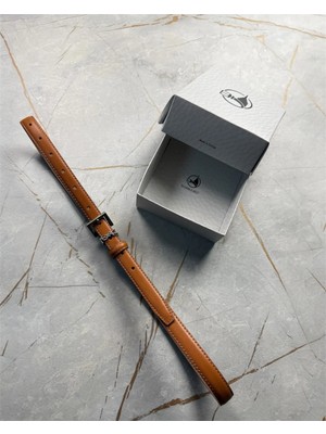 İstanbul Belt Ince Kadın Kemer – 2 Cm– Gümüş Ton Tokalı – Şık, Minimal ve Gündelik Deri Kemer