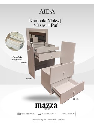 Aıda - Aynalı Kompakt Makyaj Masası