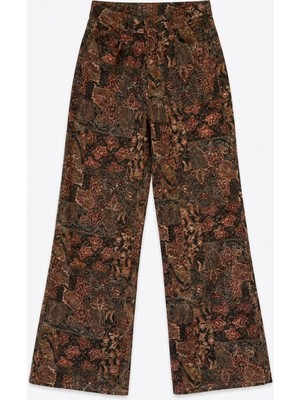 Magarde Premium Çiçek Desenli Pantolun- Bordo