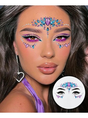 Bear & Pear Renkli Mermaid Kendinden Yapışkanlı Kristal Yüz Taşı Oval Şekil Nişan Evlilik Temalı