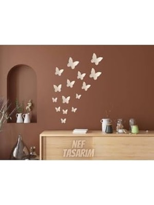 Daisy Store Dekoratif Ayna Pleksi Kelebek Duvar Süsü (Önü Jiletinli Arkası Yapışkanlı)