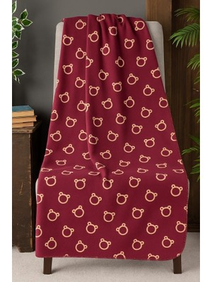 Daisy Store Desenli Polar Battaniye Çift Kişilik 195X215 cm Bordo