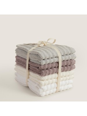 Chakra Waved %100 Pamuk 8'li Yüz Havlusu Seti 50X80 cm