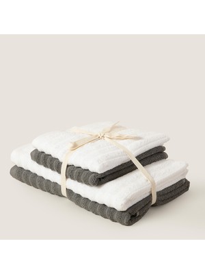 Chakra Wawed %100 Pamuk Aile Seti Beyaz/antrasit