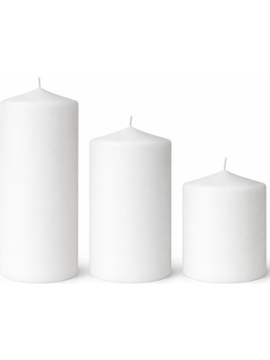 Daisy Store 3’lü Silindir Blok Mum Seti – Beyaz Dekoratif Sütun Mumlar, Içten Yanan Fitil, 7 cm Çap, 7-10-15 cm Yükseklik, Ev Dekorasyonu, Masa ve Özel Gün Süsleme Mum Seti
