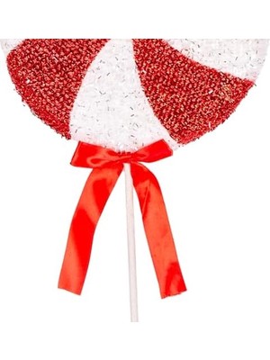 Daisy Store Yılbaşı Ağaç Süsü Kurdelalı Şeker Figür Kırmızı-Beyaz 19X38 Cm.