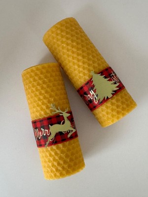 Daisy Store Yeni Yıl Mum Seti 2’li El Yapımı Paketli Doğal & Dekoratif Hediye Yeniyıl Hediyesi