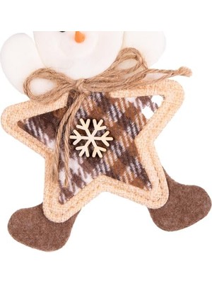 Daisy Store Yılbaşı Süsü Kardan Adam Yıldız Figürlü Kahverengi-Beyaz 13X17 Cm.