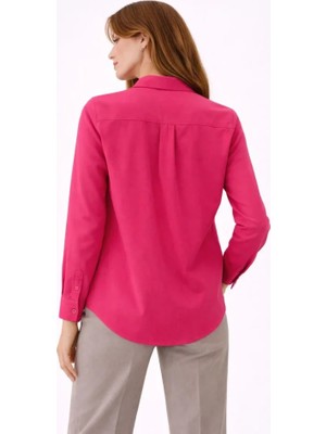 Hobilinka Uzun Kollu Gömlek Düğmeli Klasik Yaka Günlük ve Ofis Şıklığına Uygun - Fuşya