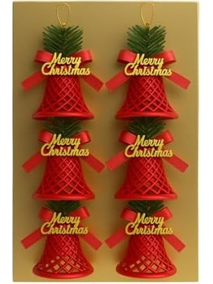 Daisy Store 6 Adet Lüx Set Ağacı Süslemeleri Zilleri Yılbaşı Süsleri Yılbaşı Ağacı Süsü Kırmızı