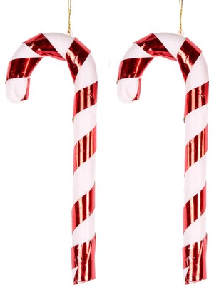 Daisy Store Yılbaşı Süsü Baston 2'li Set Kırmızı-Beyaz 8X21 Cm.