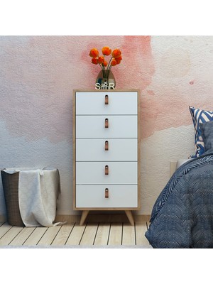 My Mob Frenzu Modern Tasarımlı Şifonyer 50 cm Genişlik 40 cm Derinlik 103 cm Yükseklik 5 Çekmeceli