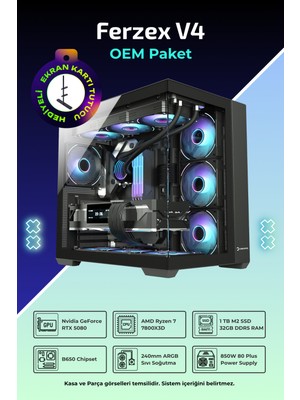 İnce Hesap IH Ferzex V4 R7-7800X3D 32 GB RAM 1 TB SSD RTX 5080 FreeDos OEM Paket
