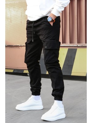 Madmext Siyah Kargo Cep Jogger Pantolon 5647