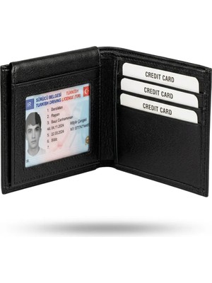 Kar-Pa Hakiki Deri Siyah Yatay Erkek Cüzdanı