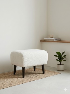 Co Art Home Premium Boucle Serisi Puf - Minimalist Modern Salon - Yatak Odası |48X40X38|