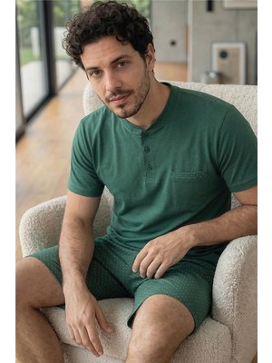 Urban Forest Şortlu Pat Detaylı Elegant Erkek Pijama Takımı