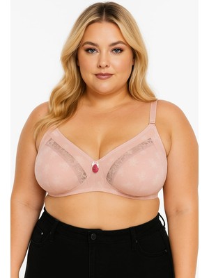 Wear Treasure Kadın Büyük Beden Dantel Detaylı 3 Kopçalı Toparlayıcı Penye Desteksiz Telsiz Kapsız Anne Sütyeni