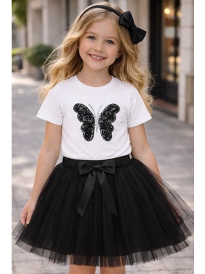 Kız Çocuk Tütü Etek | 23 Nisan – 19 Mayıs Özel Gün | Siyah | Kurdele Detaylı Astarlı