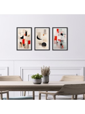 TASARIM ŞEYLER Minimalist Geometrik Formlar - 3 Parça Sanatsal Mdf Tablo Seti