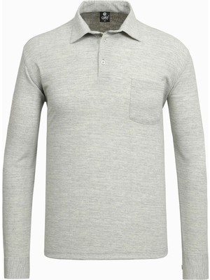 Çizgi Triko Erkek Mevsimlik Uzun Kollu Gömlek Yaka Gri Sweat - 5304