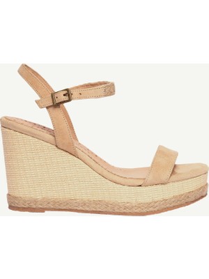 Yargıcı Tek Bantlı Tabanı Hasır Sargılı Süet Espadril