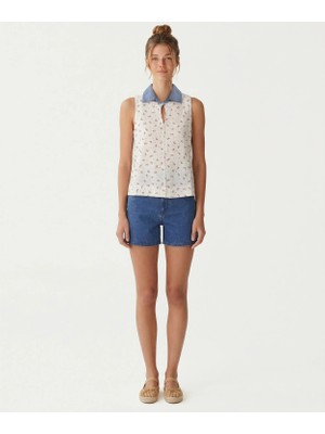 Yargıcı Regular Gömlek Yaka Kolsuz Bluz