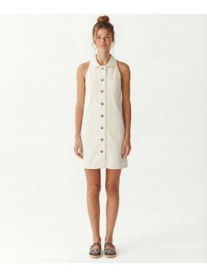 Yargıcı Düz Gömlek Yaka Kolsuz Elbise