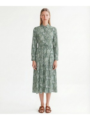 Yargıcı Bol Gömlek Yaka Uzun Kol Elbise