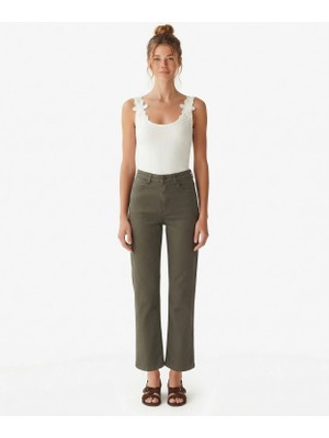 Yargıcı Düz Yüksek Bel Pantolon